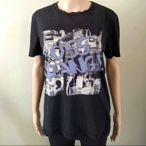Hugo Boss Orange black tshirt, men's medium